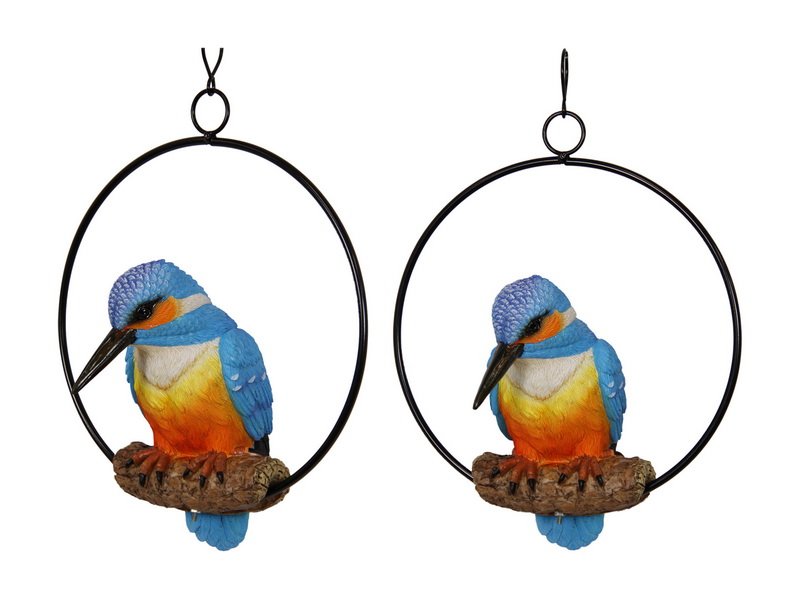 Kingfisher Bird in Hanging Metal Ring